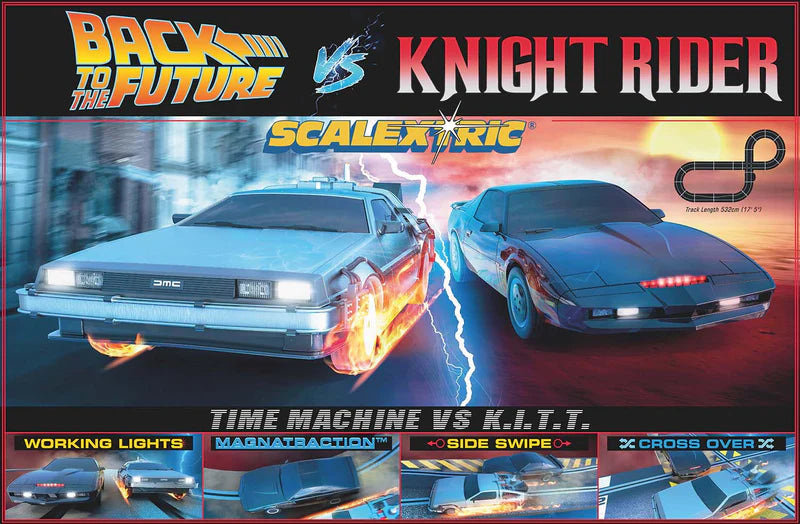 Scalextric Back to the future Vs Knight Rider Race set