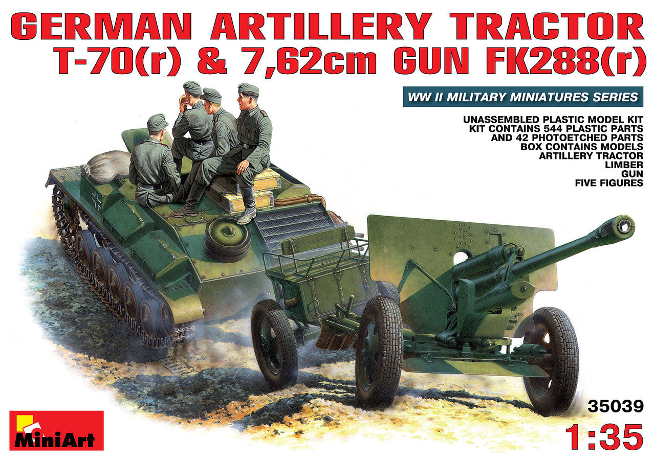 MiniArt German Artillery Tractor T-70(r) & 7,62cm Gun Fk288(r) 1/35