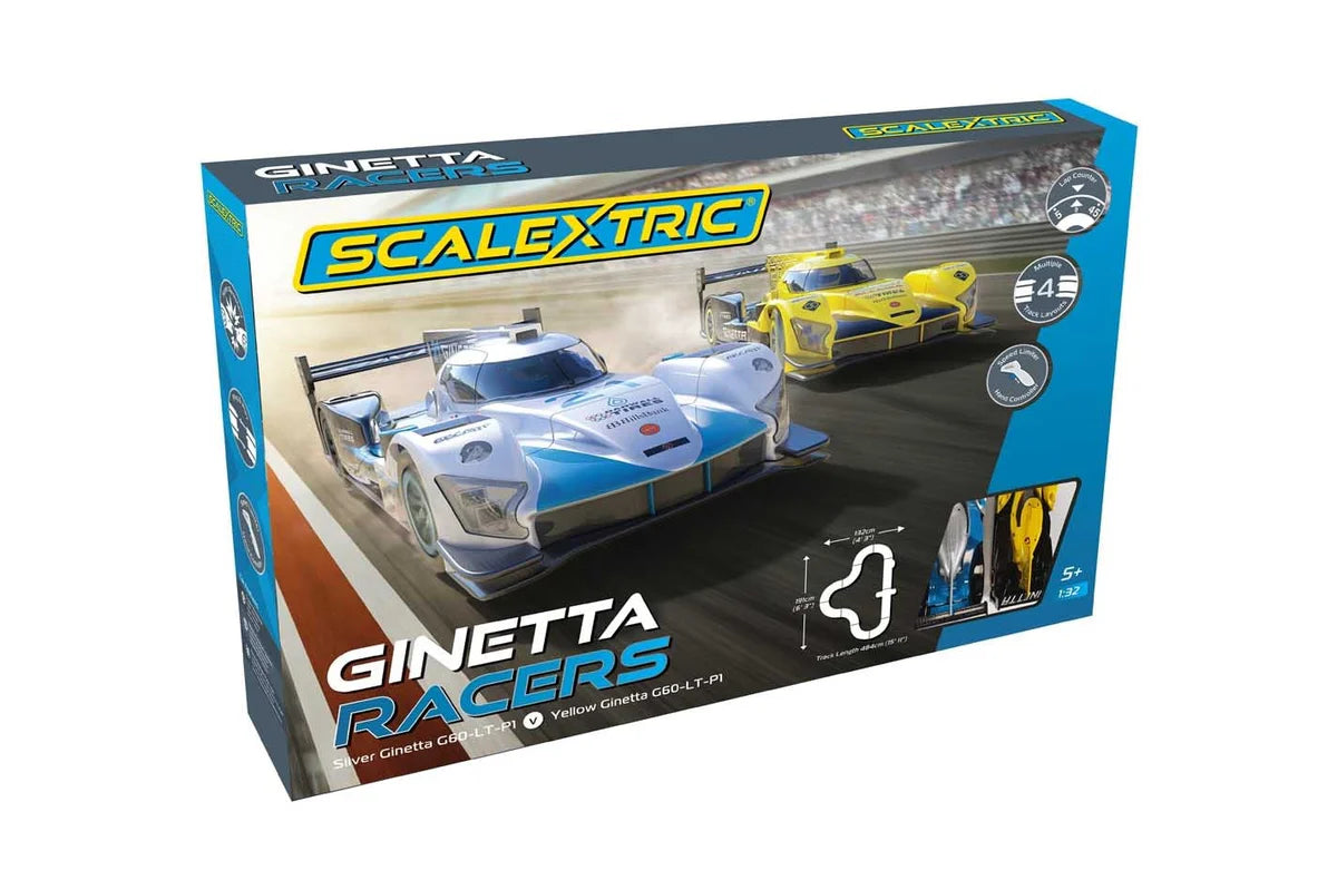 Scalextric Silver Ginetta G60-LT-P1 Vs Yellow Ginetta G60-LT-P1