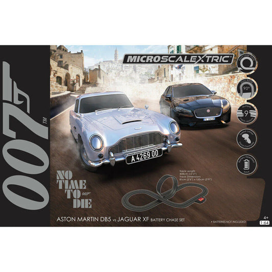 Micro Scalextric Aston Martin DB5 Vs Jaguar XF Battery Chase Set