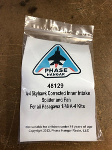 PHASE HANGAR # 48129 1/48 A-4 SKYHAWK CORRECTED INNER INTAKE SPLITTER & FAN