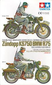 TAMIYA 1/35 ZUNDAPP KS750 & BMW R75 GERMAN MOTORCYCLES