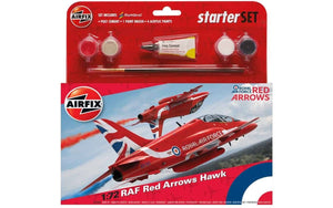 AIRFIX 1/72 RAF RED ARROWS HAWK STARTER SET (WITH PAINT & GLUE)