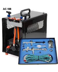 AC-188 Compressor with 2 Independent Airbrushes & Air Tank